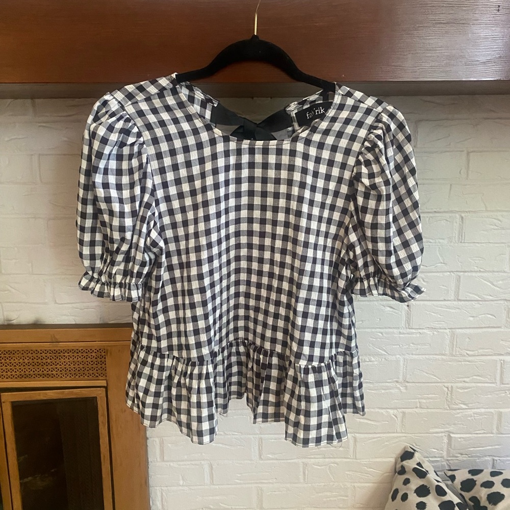 Gingham Peplum Blouse